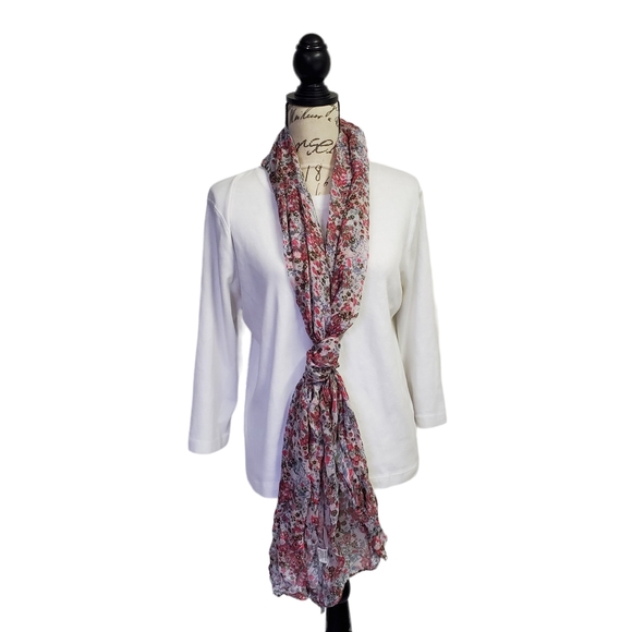 Women's Floral Print Wrap/Scarf  Sheer/Lightweight 100% Polyester - Picture 9 of 12